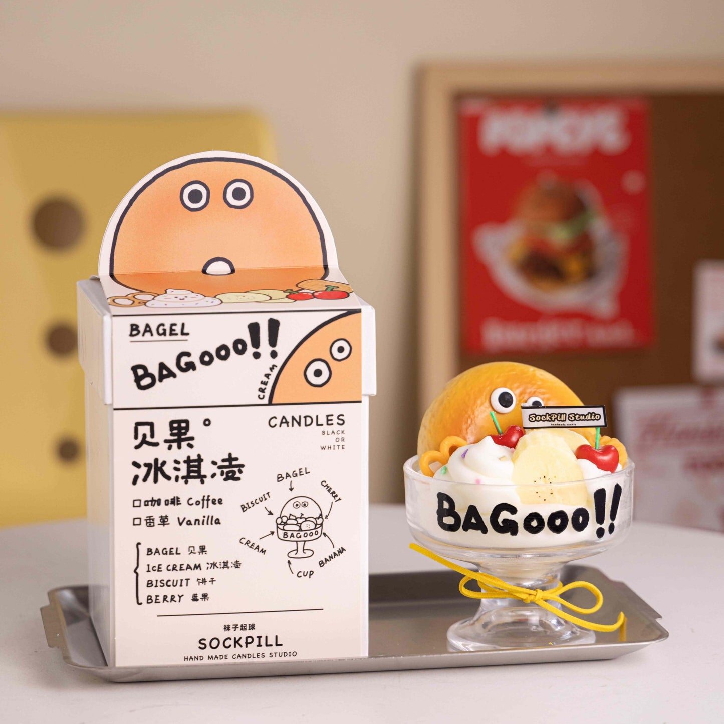 Handmade Bagel Ice Cream Candle