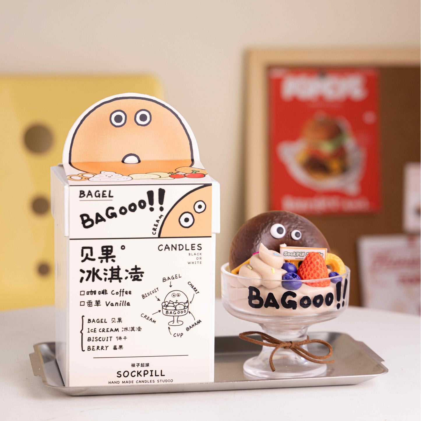 Handmade Bagel Ice Cream Candle